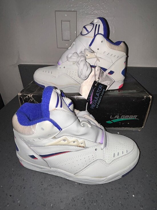 LA Gear Air Regulator White Blue Coral Basketball Shoes Boys/Mens 5.5 Vtg W/ box main image 6